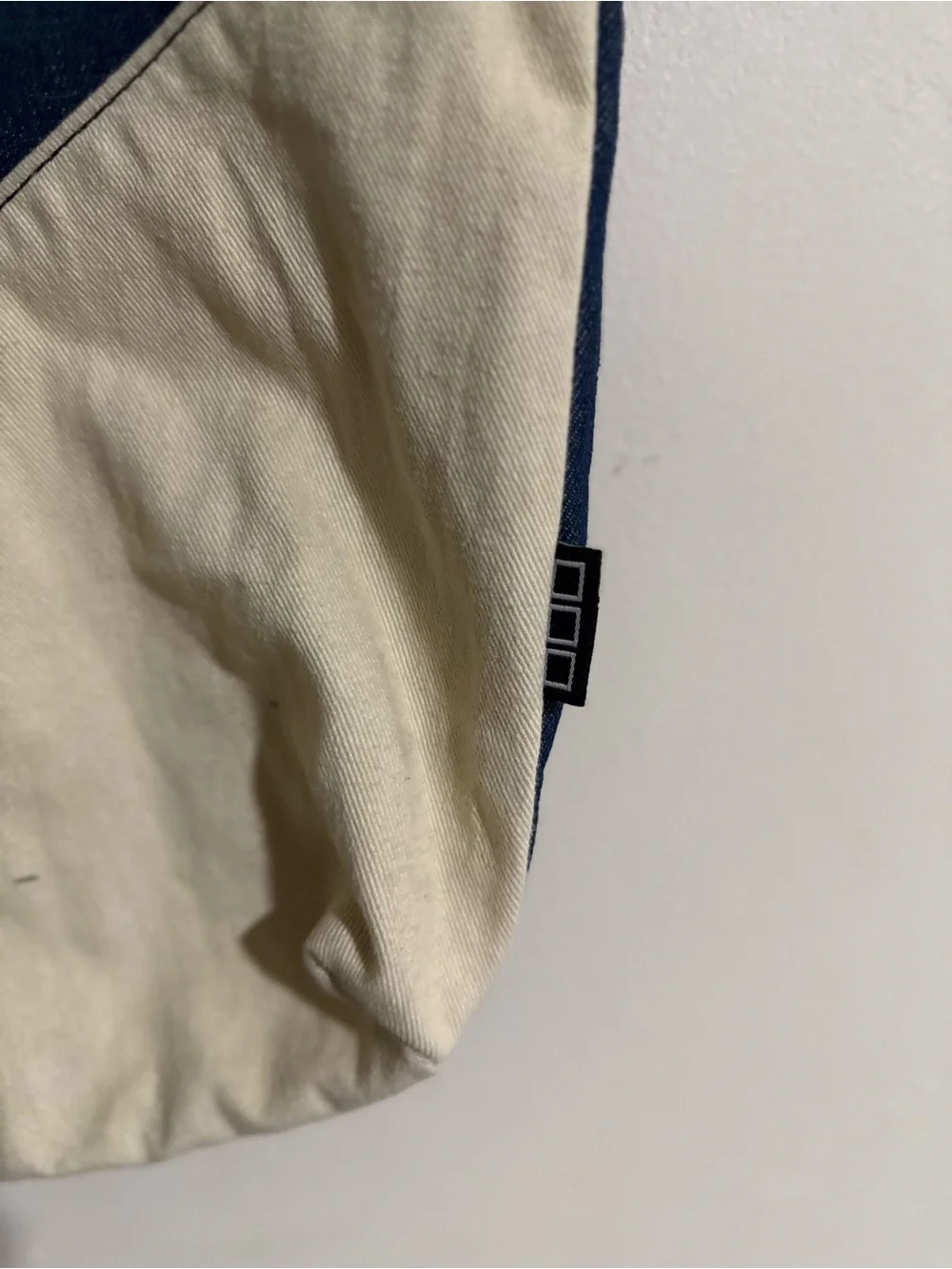 Canvas Colorblock Tote Bag in Navy, Light Gray & Cream